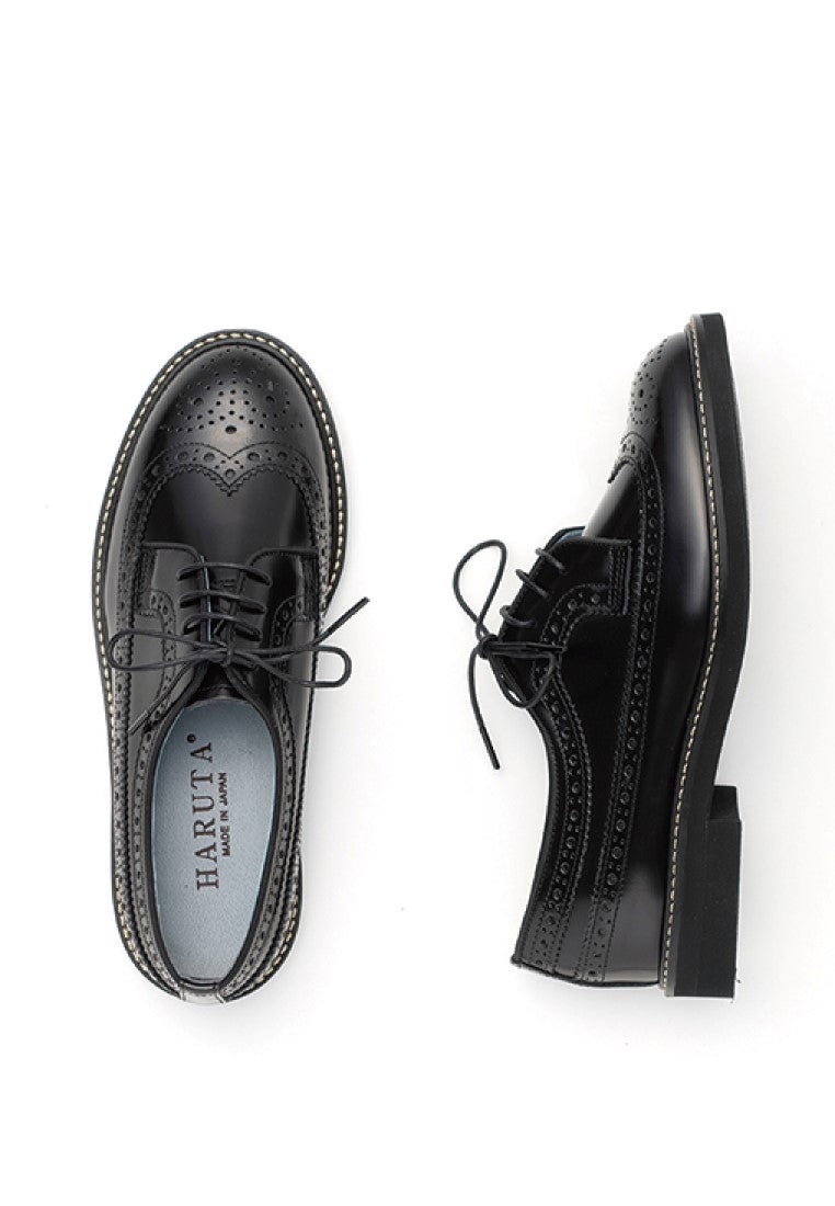 HARUTA Quilt Lace-Up Shoes-Women-379 BLACK