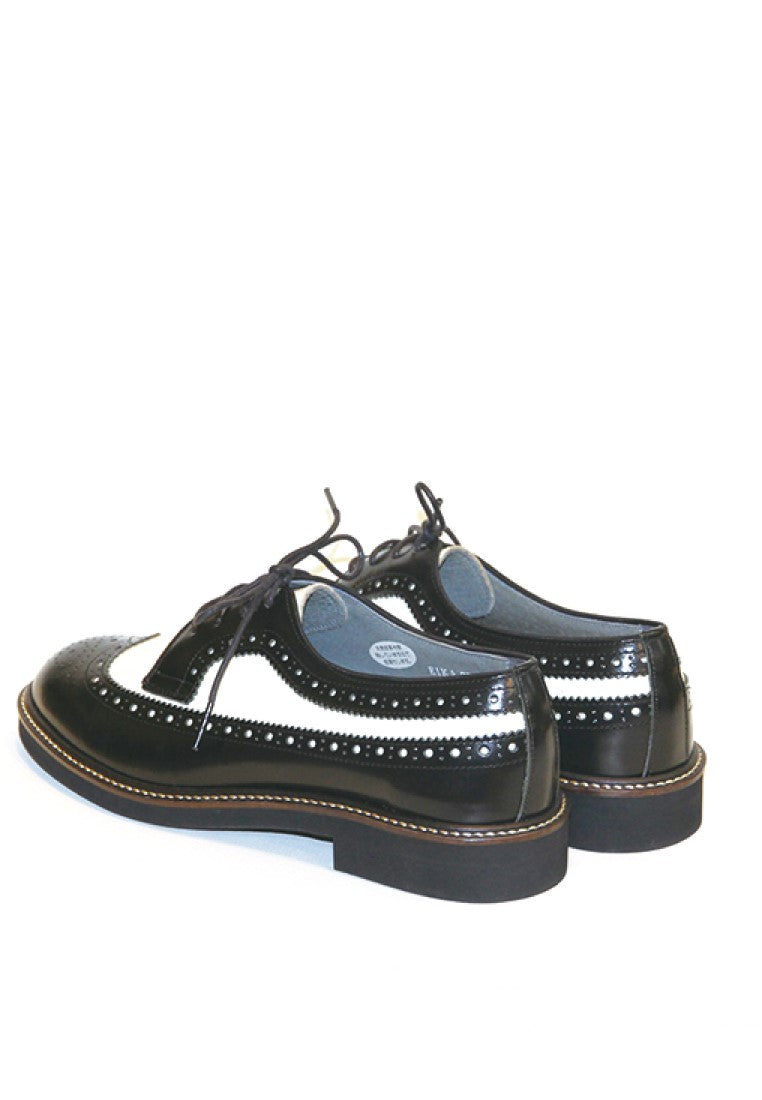 HARUTA Quilt Lace-Up Shoes-Women-379 Black/White