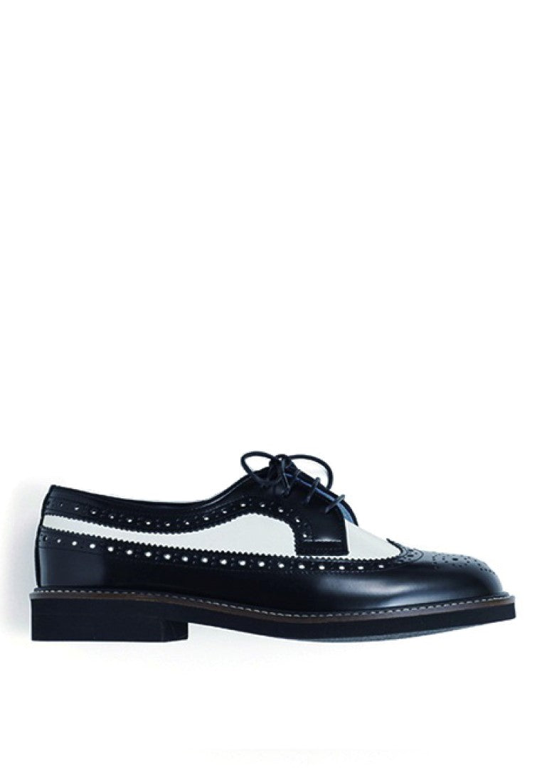 HARUTA Quilt Lace-Up Shoes-Women-379 Black/White