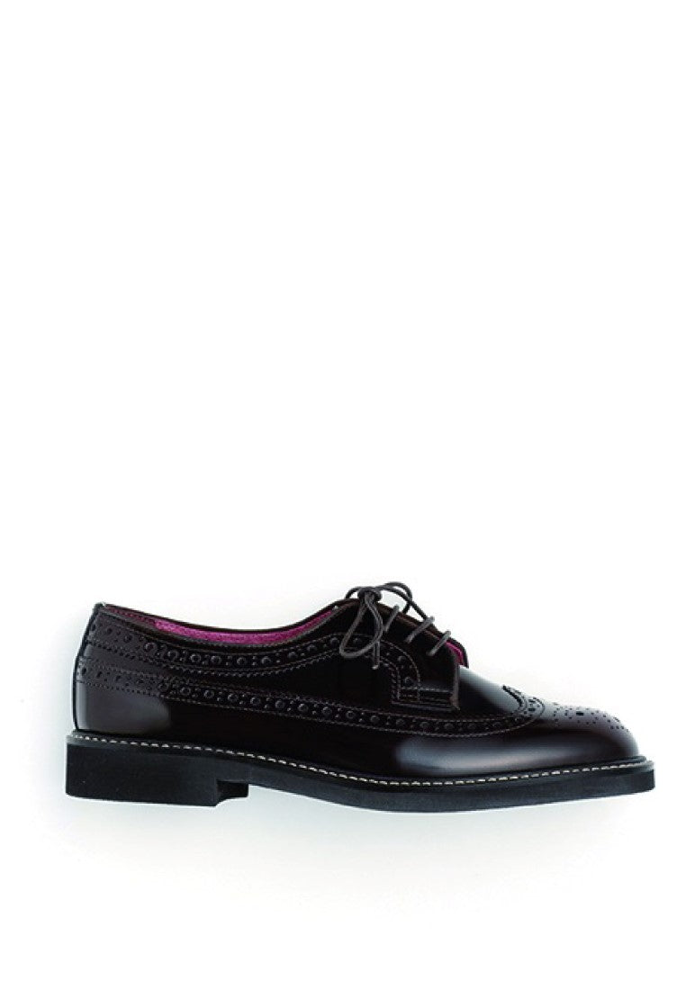 HARUTA Quilt Lace-Up Shoes-Women-379 Dark Brown