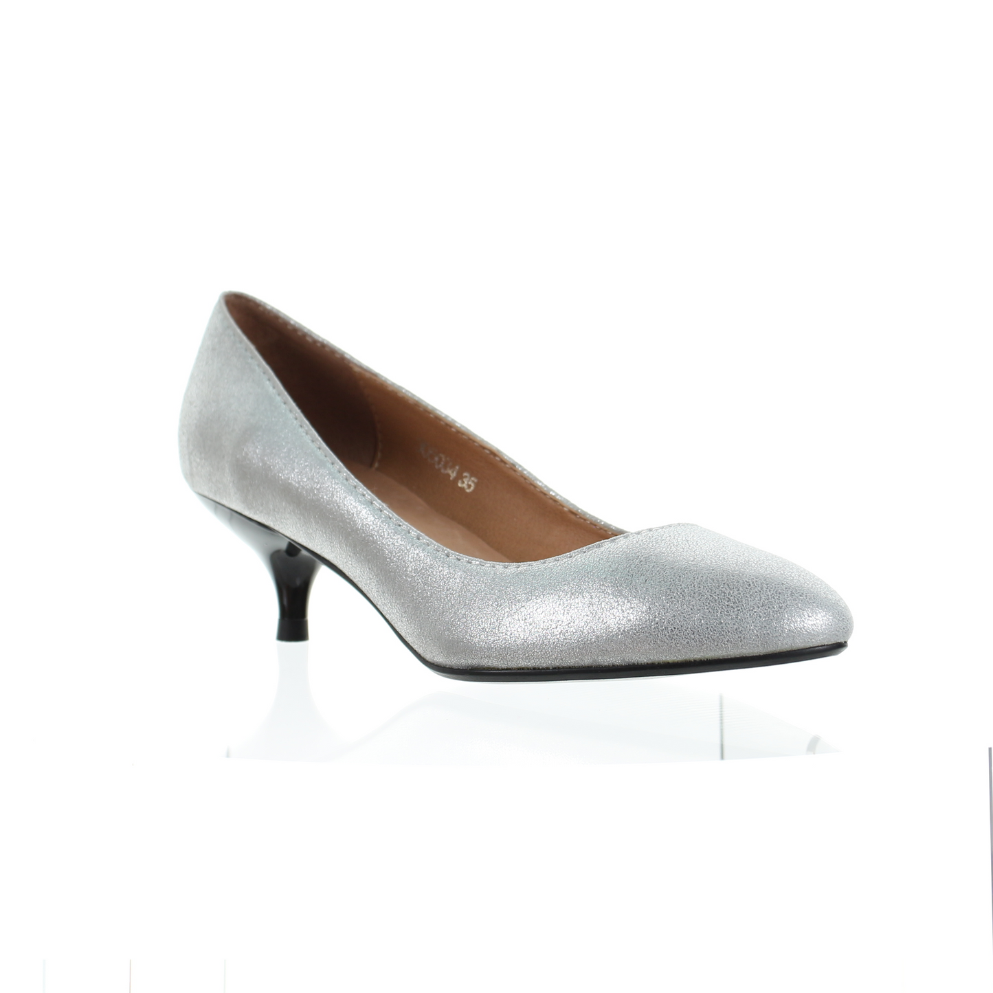 金屬色皮革連衣裙高跟鞋(銀色)