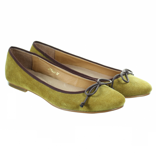 PP Suede Ballerina (Olive Green)