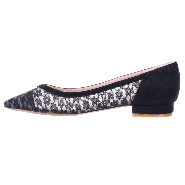 蕾絲尖頭芭蕾舞鞋(黑色)