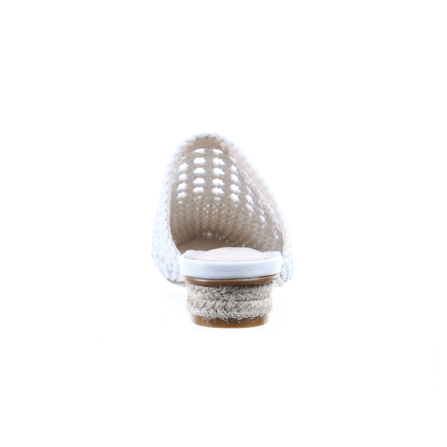 Mesh leather pointed toe slipper (white)