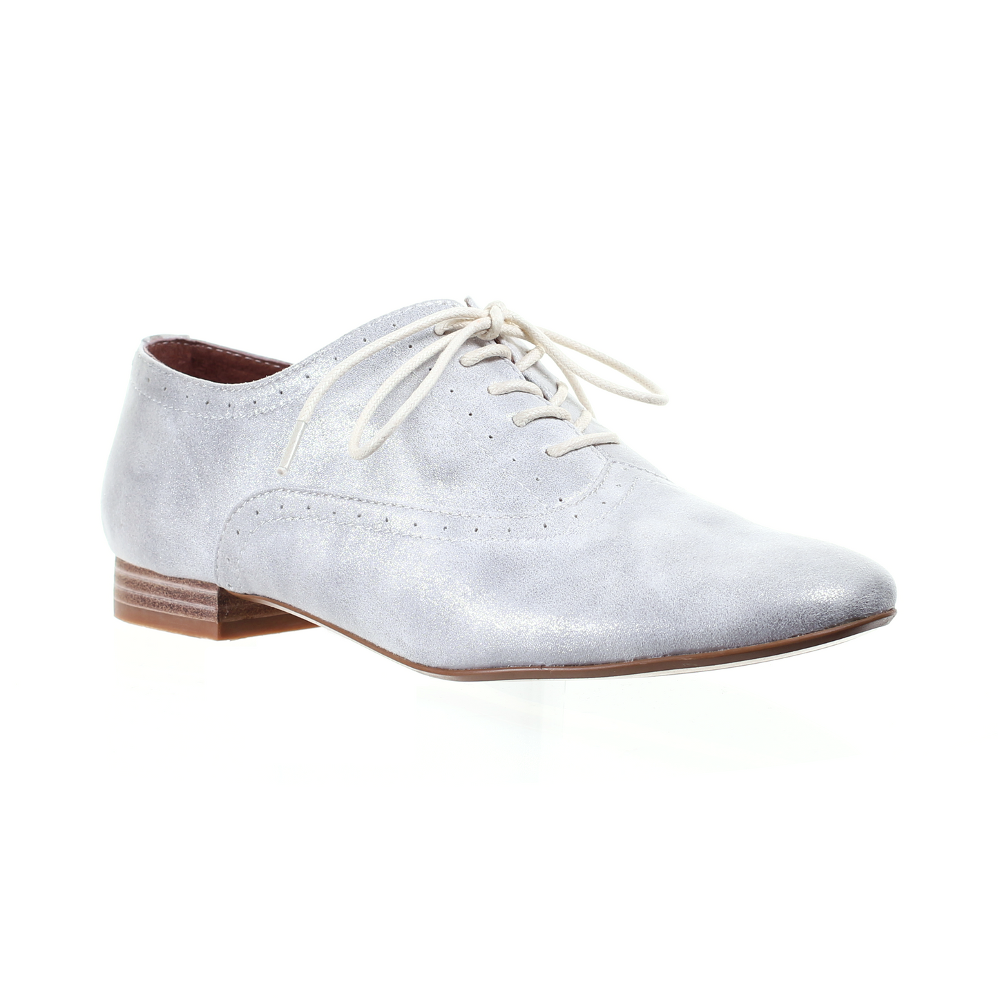 Lace up flat shoes (Silver white)