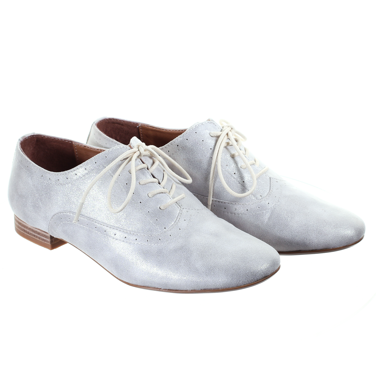Lace up flat shoes (Silver white)