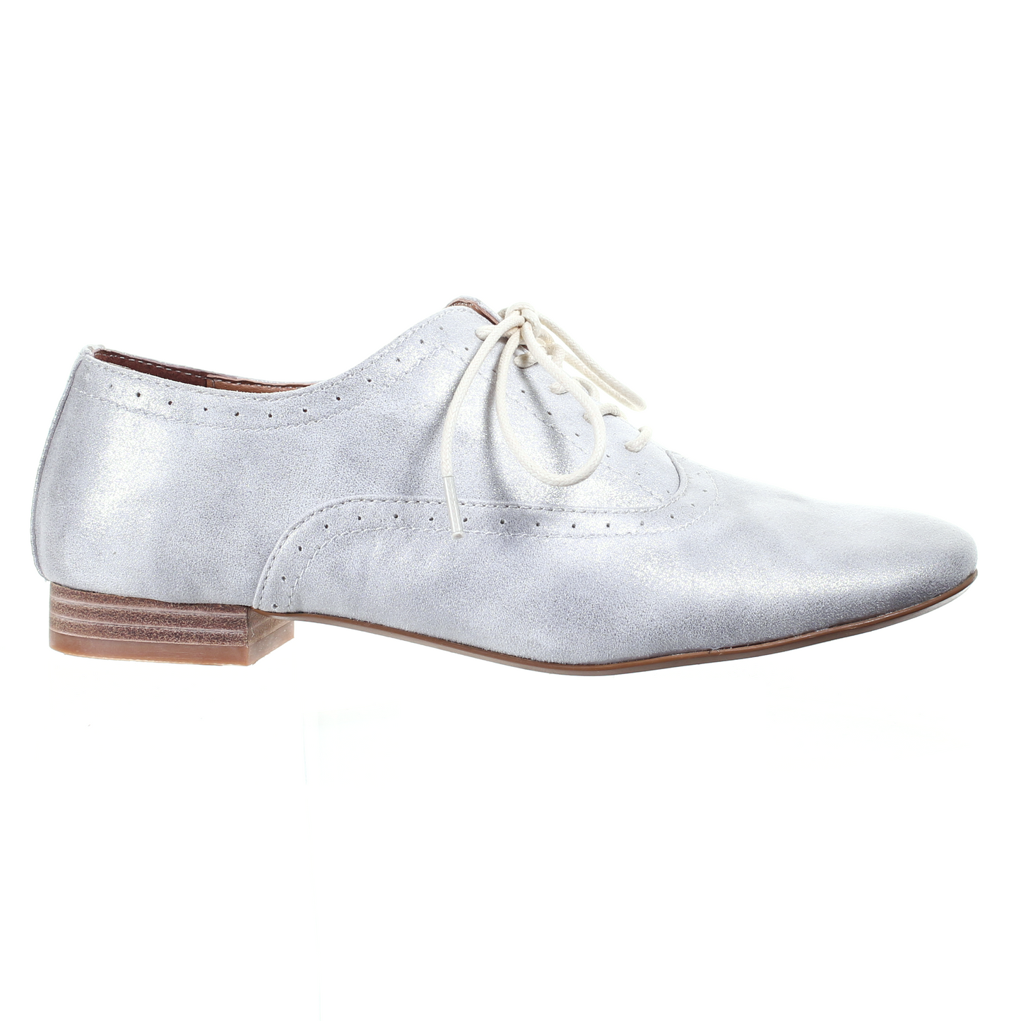 Lace up flat shoes (Silver white)