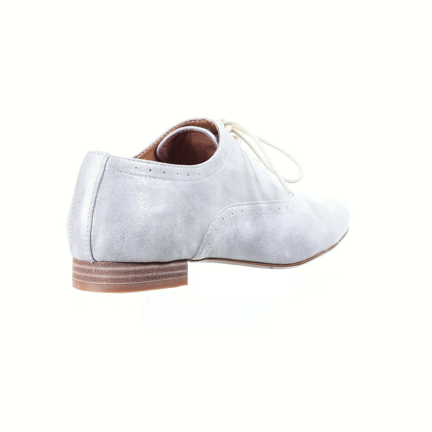 Lace up flat shoes (Silver white)