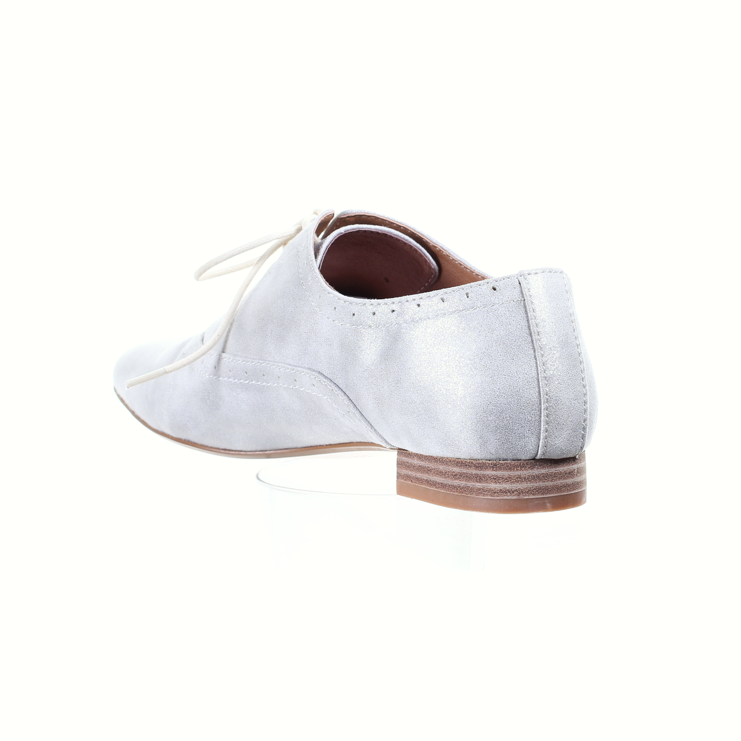 Lace up flat shoes (Silver white)