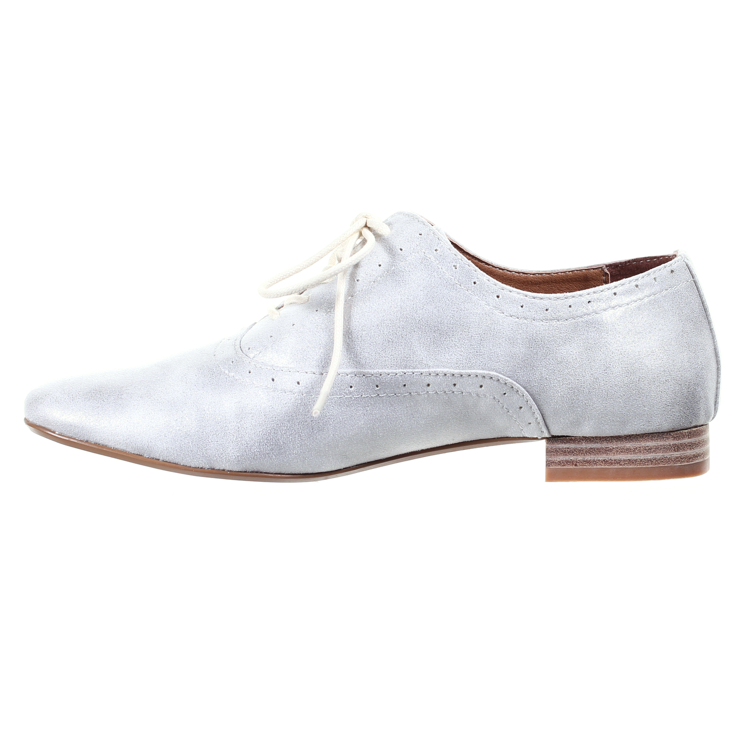 Lace up flat shoes (Silver white)
