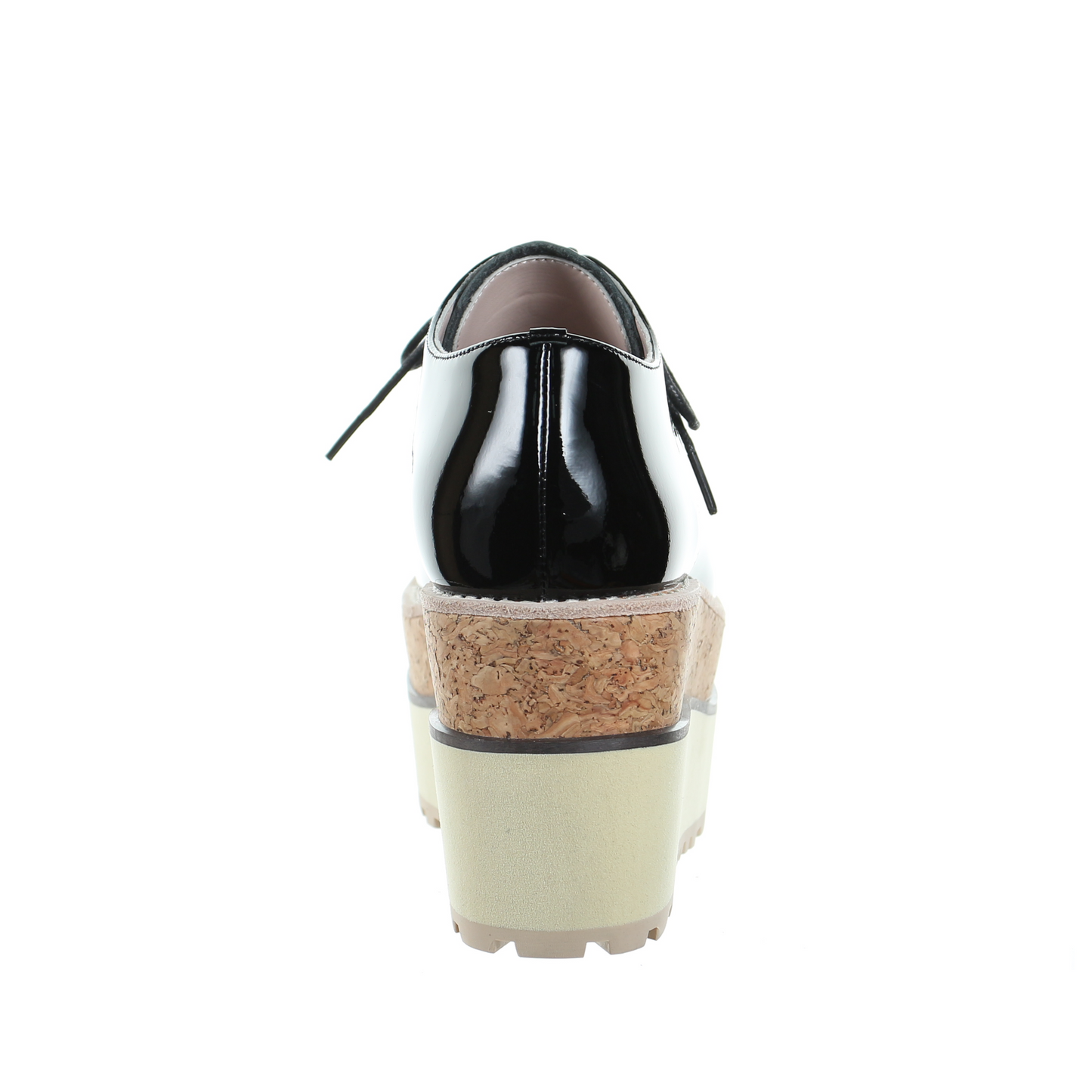 雙層坡跟搪瓷皮革繫帶鞋