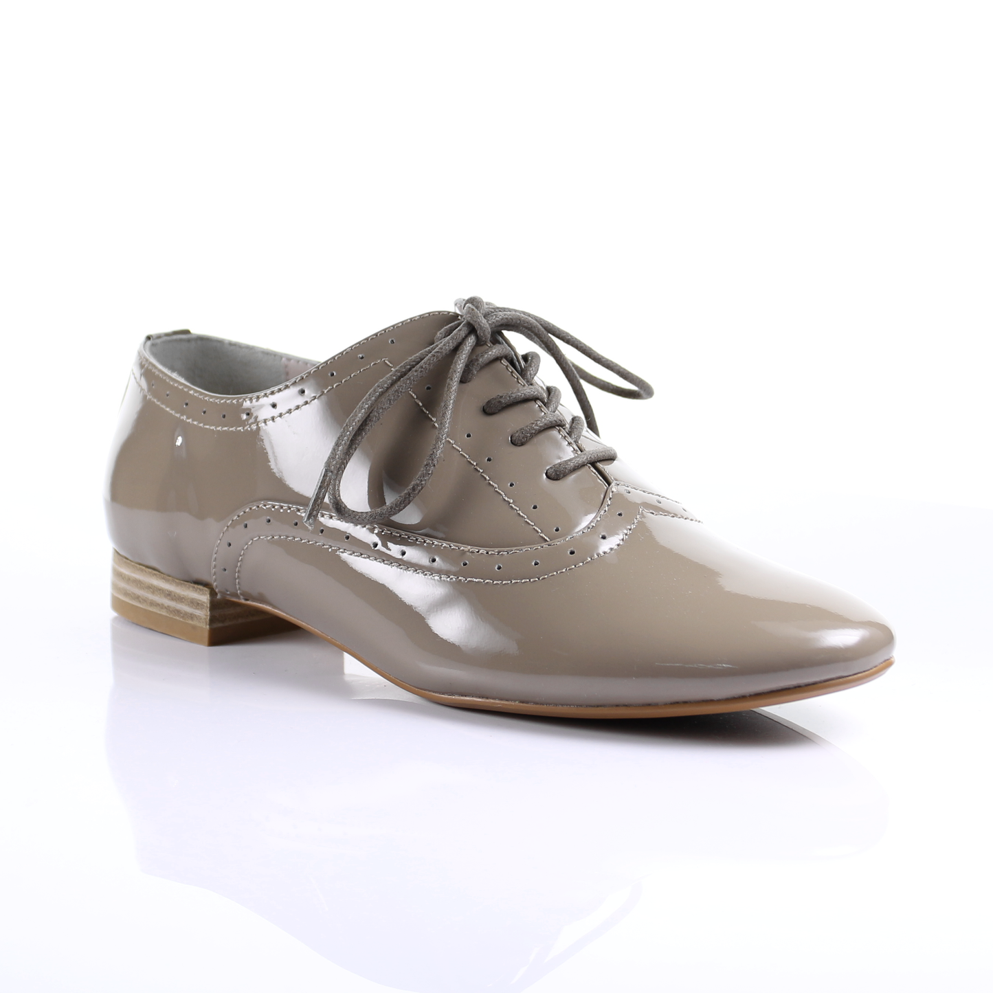 Enamel Sheep Leather Lace up shoes (Dark Beige)