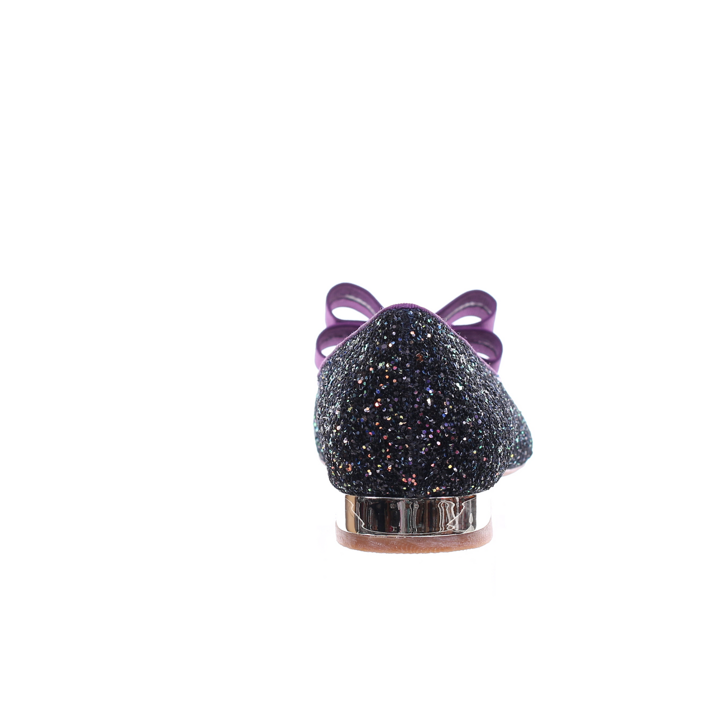 閃粉尖頭蝴蝶結芭蕾平底鞋(紫色)