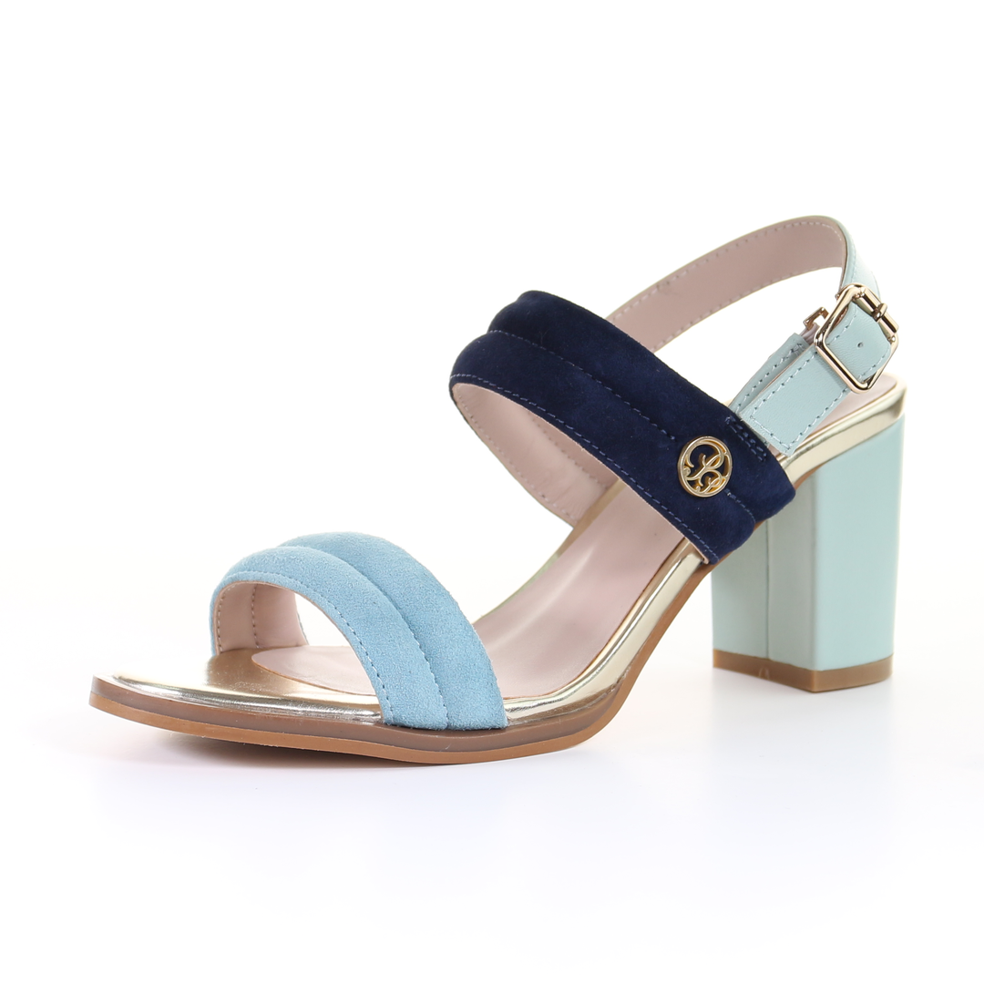 Double strappy 7.5cm block heel sandal-Blue