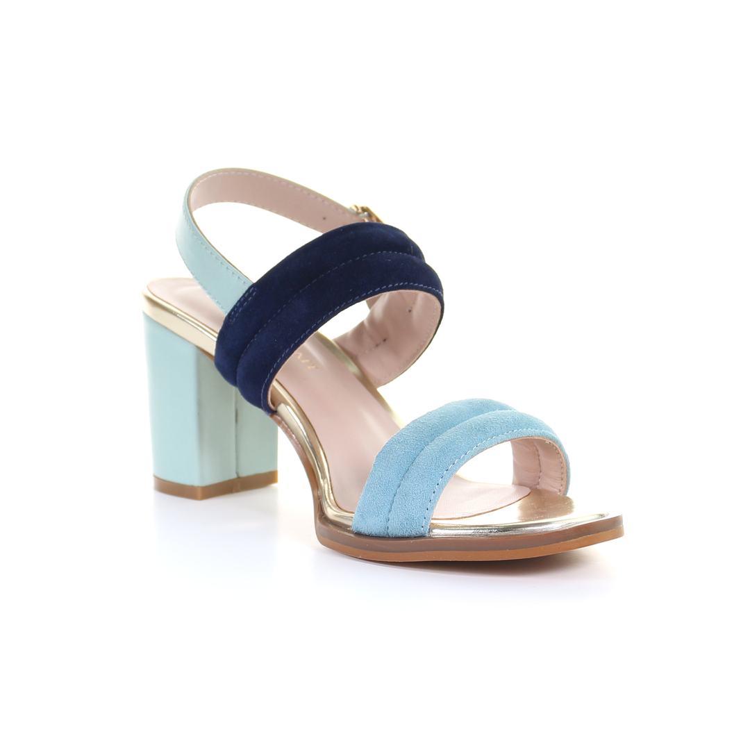Double strappy 7.5cm block heel sandal-Blue