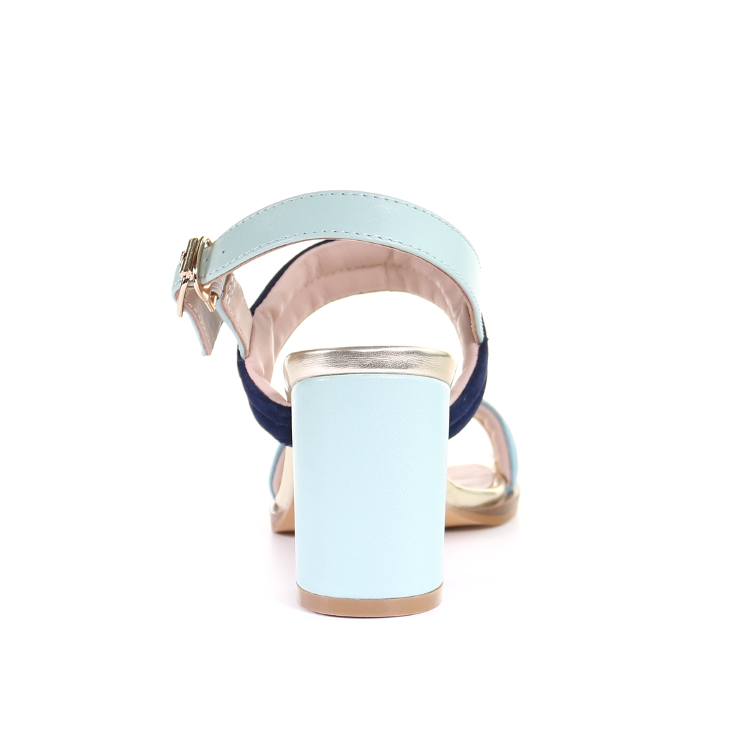 Double strappy 7.5cm block heel sandal-Blue