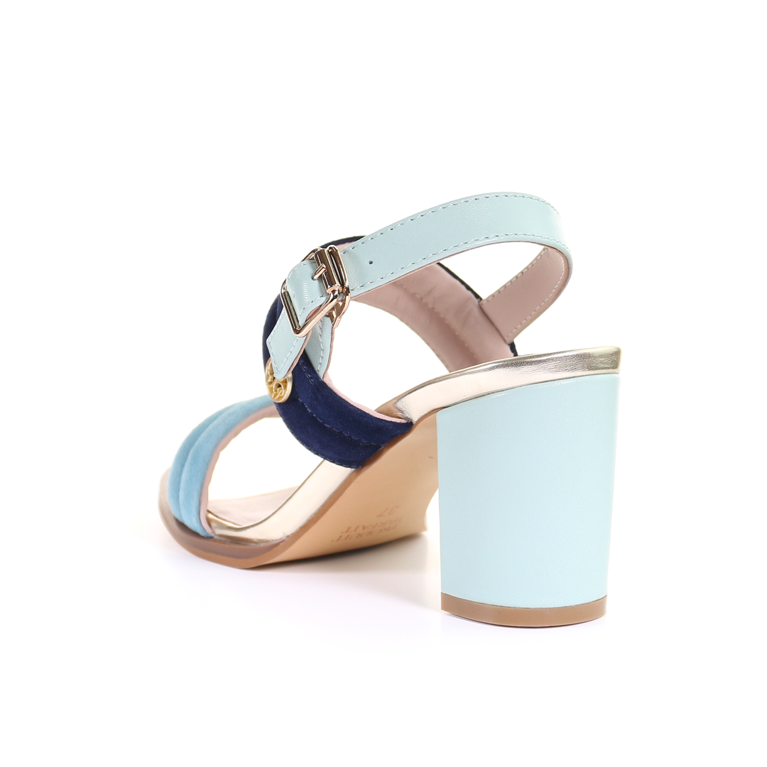 Double strappy 7.5cm block heel sandal-Blue