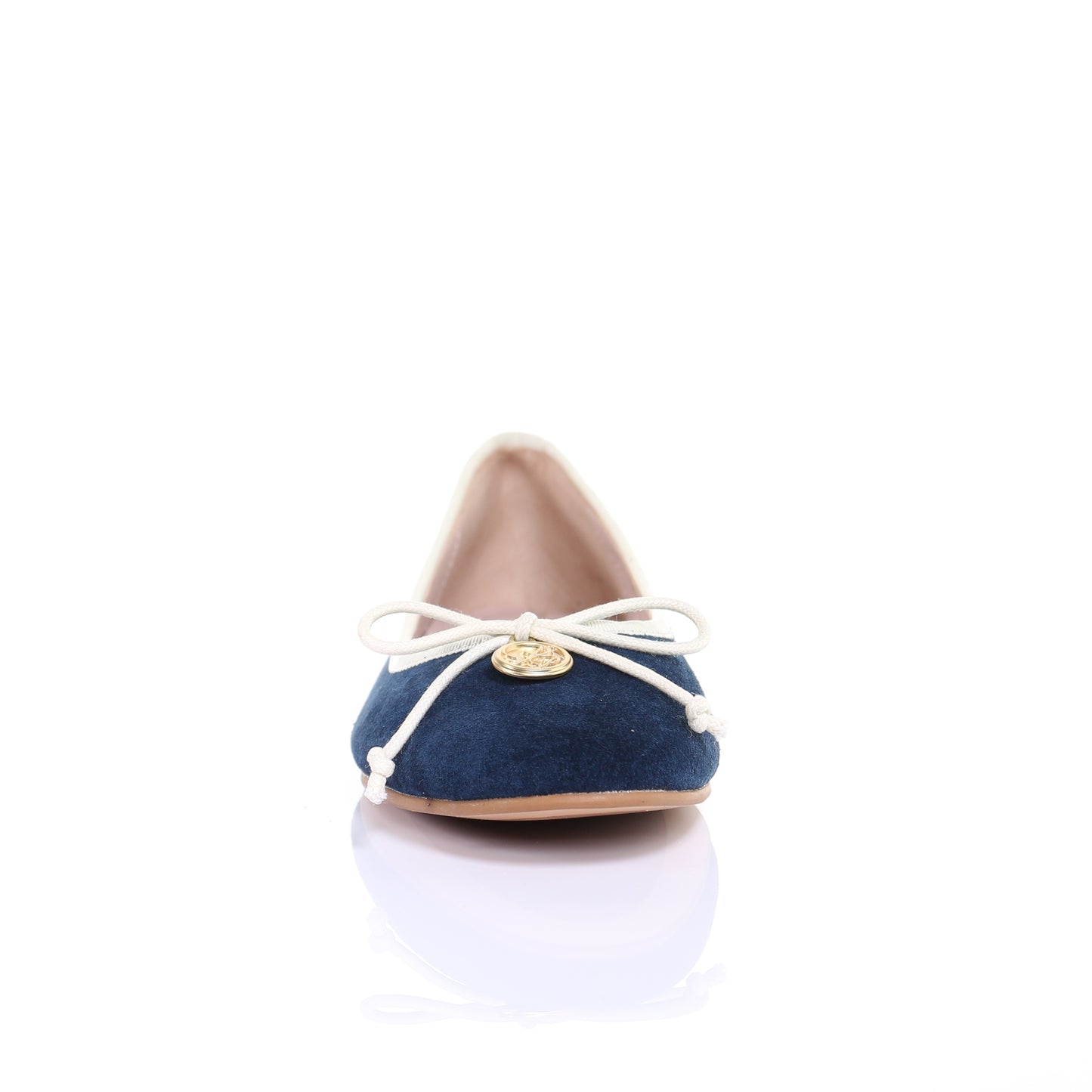Bow suede ballerina (Navy)