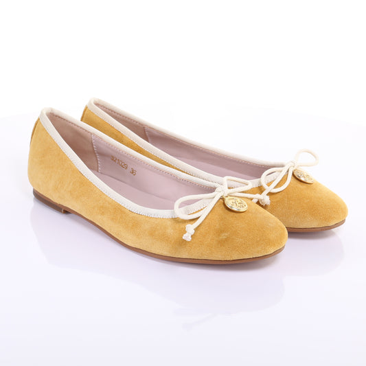 Bow suede ballerina (Mustard)