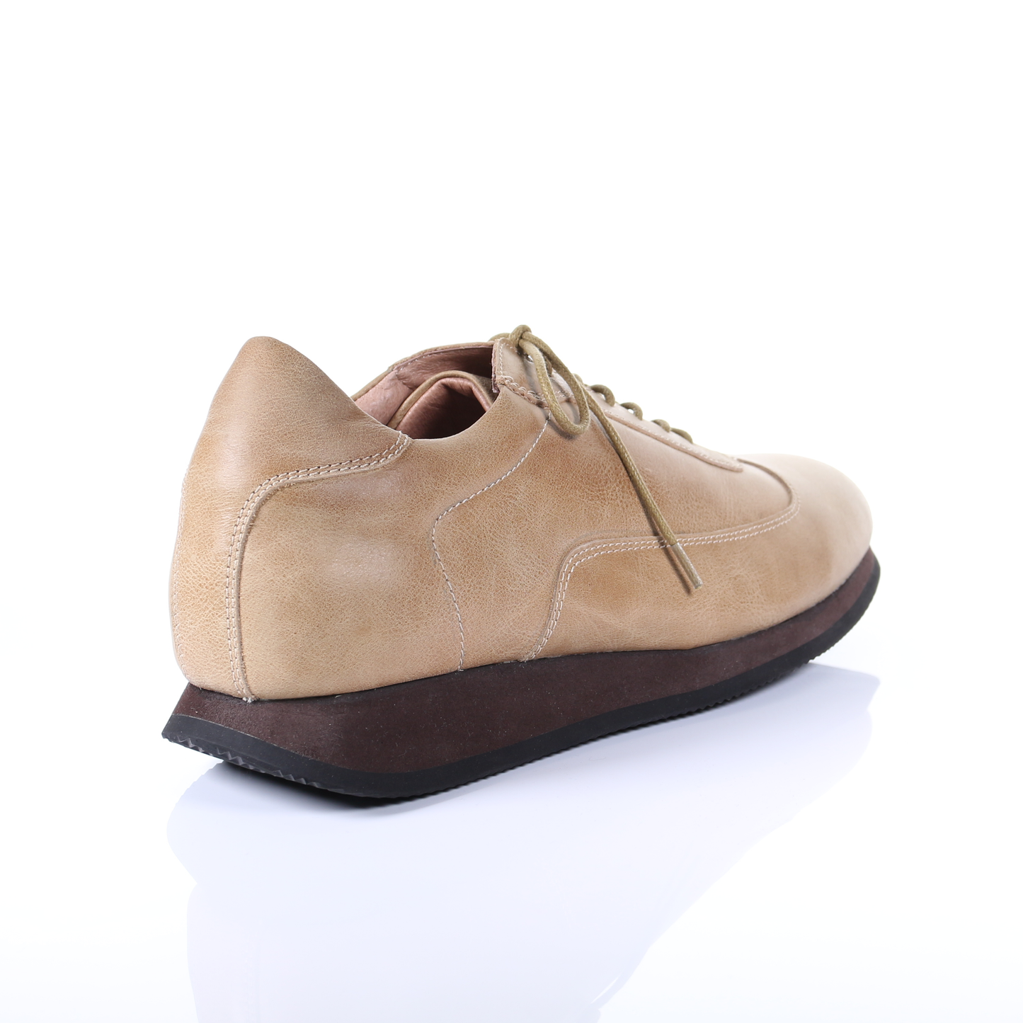 男款繫帶皮休閒鞋(米色)