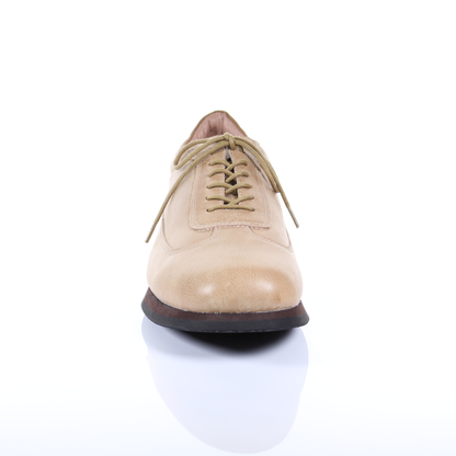Men's Style Lace Up Leather Casual Shoes (Beige)