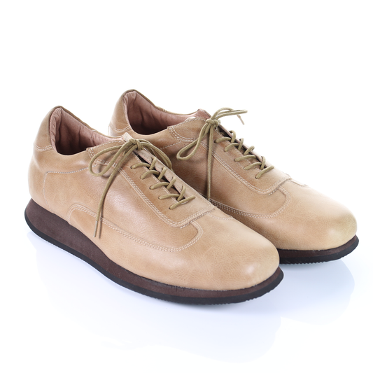 Men's Style Lace Up Leather Casual Shoes (Beige)