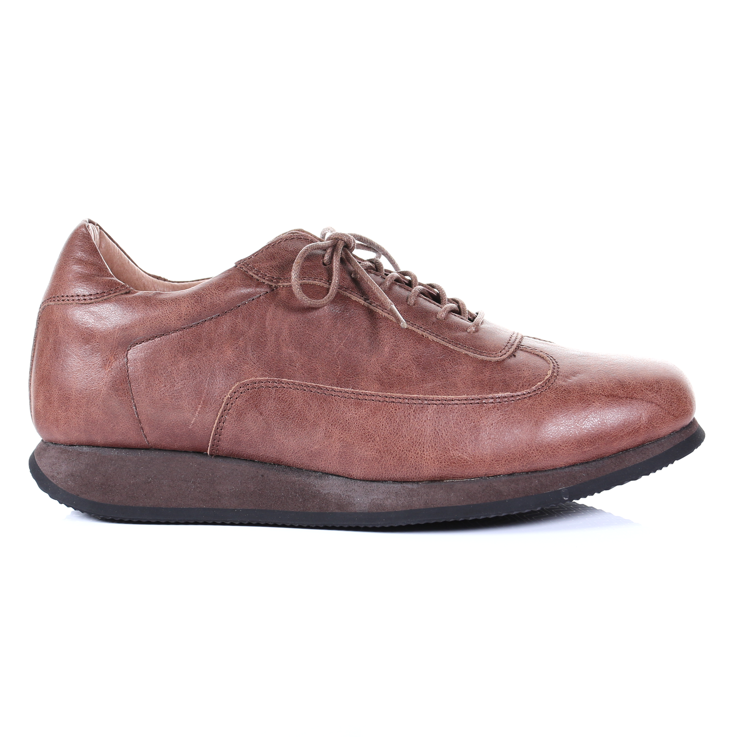 男款繫帶皮休閒鞋(深棕色)