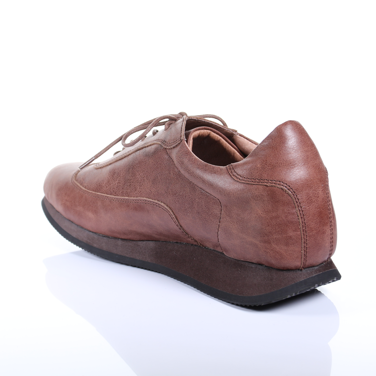 男款繫帶皮休閒鞋(深棕色)