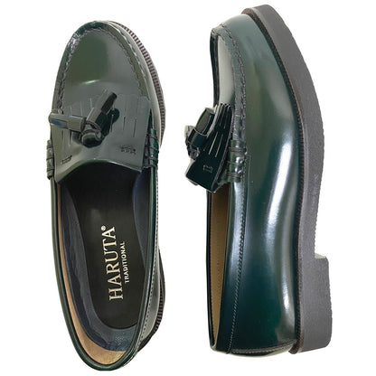 HARUTA Extralight Quilt Tassel loafer-Women-313X GREEN