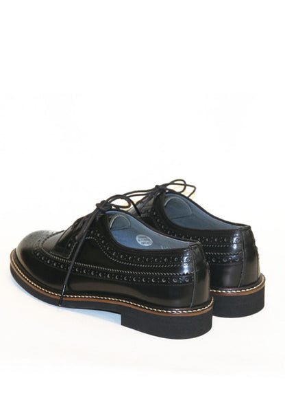 HARUTA Quilt Lace-Up Shoes-Women-379 BLACK