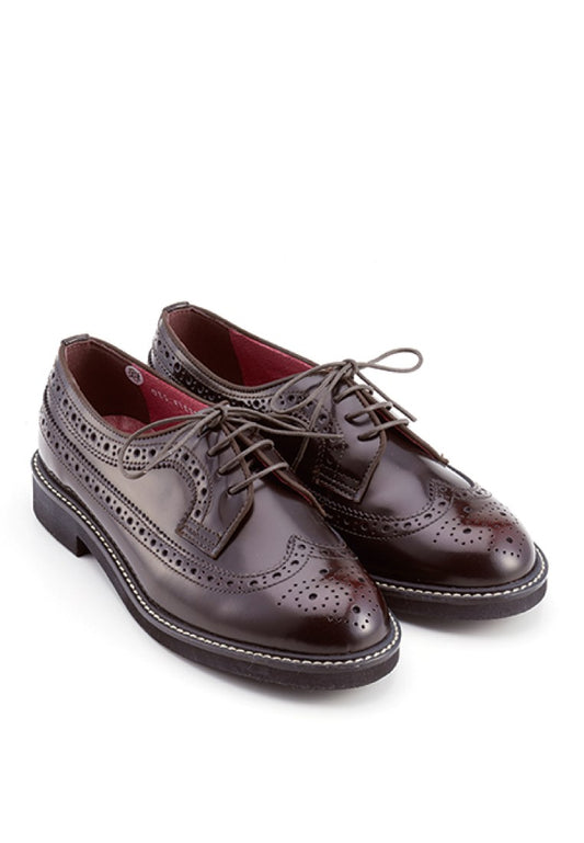 HARUTA Quilt Lace-Up Shoes-Women-379 Dark Brown