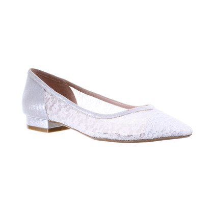 Lace Pointed Toe Ballerina (Silver)