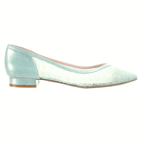 Lace Pointed Toe Ballerina (Light Green)