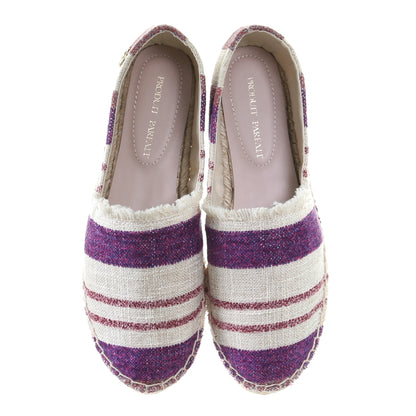 條紋圖案麻底鞋-紫色