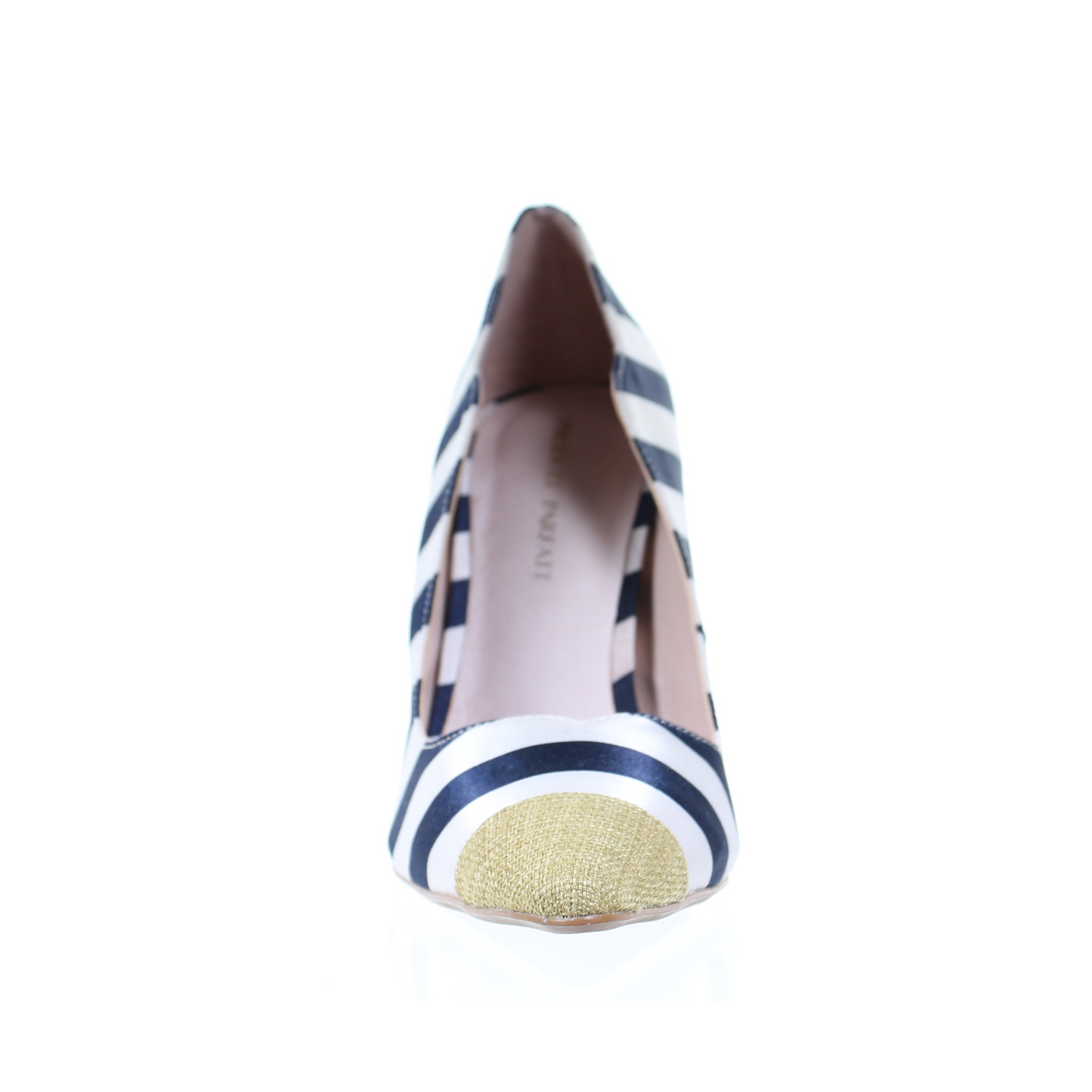Chrome heel two tone pointed toe pumps (Green)