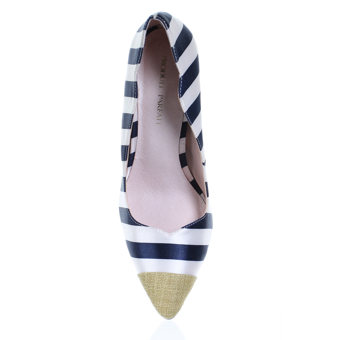 Chrome heel two tone pointed toe pumps (Green)