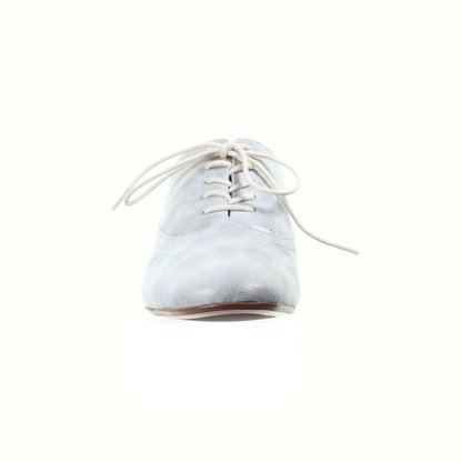 Lace up flat shoes (Silver white)