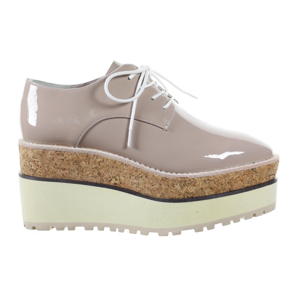 Double layer wedges enamel leather lace up shoes PRODUIT PARFAIT