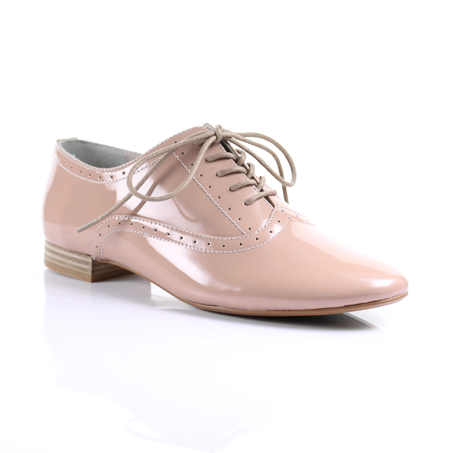 Enamel Sheep Leather Lace up shoes (Pink)