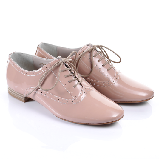 Enamel Sheep Leather Lace up shoes (Pink)