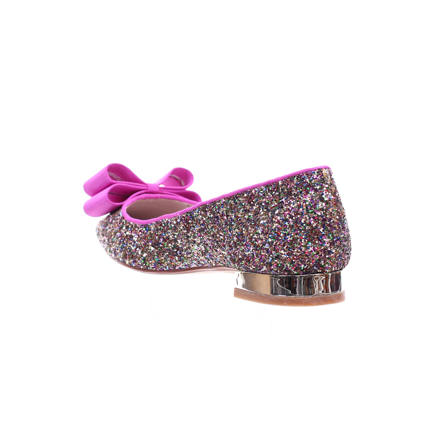 Glitter pointed toe bow ballerina (Peach)