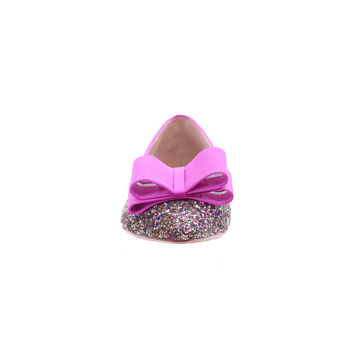 Glitter pointed toe bow ballerina (Peach)