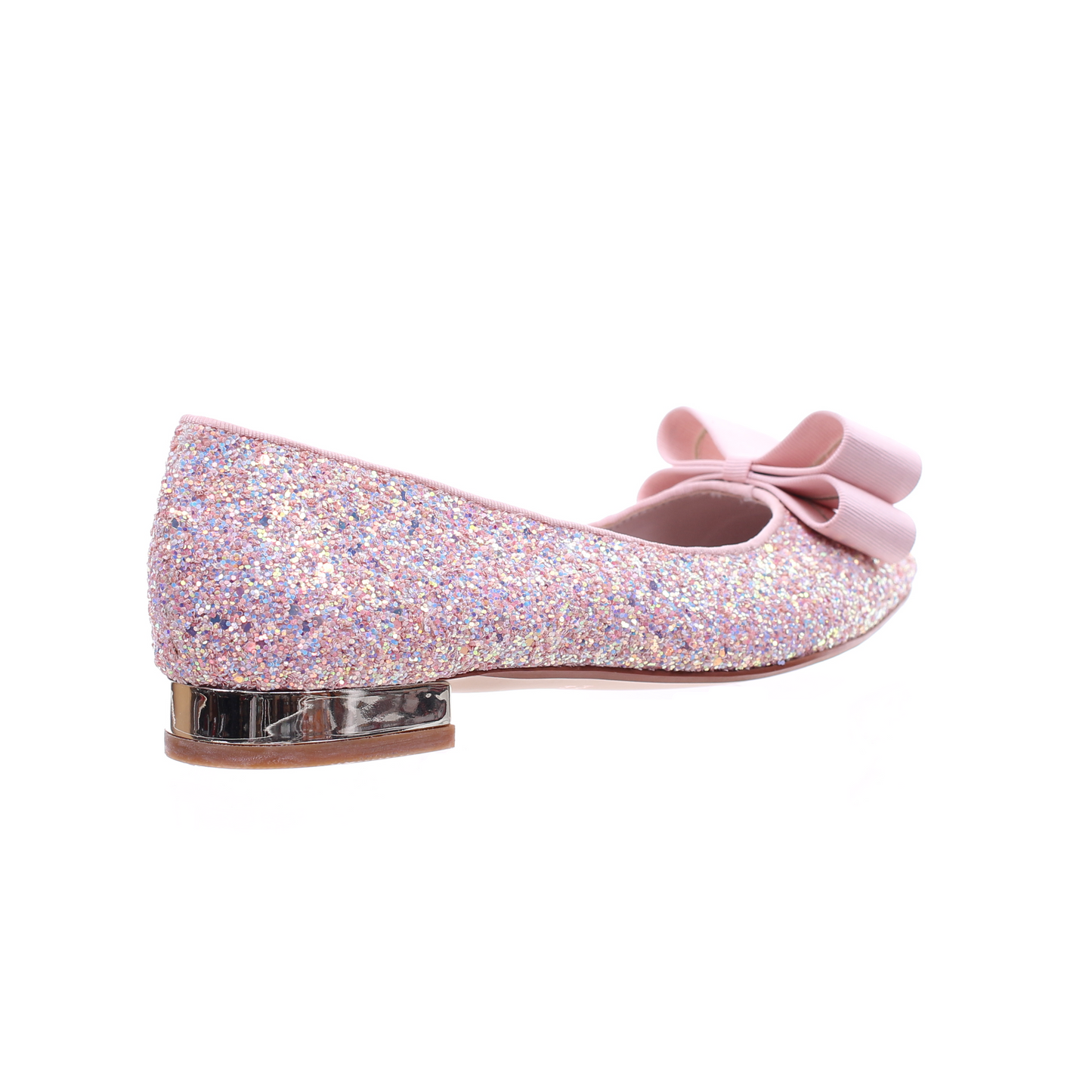 Glitter pointed toe bow ballerina (Pink)