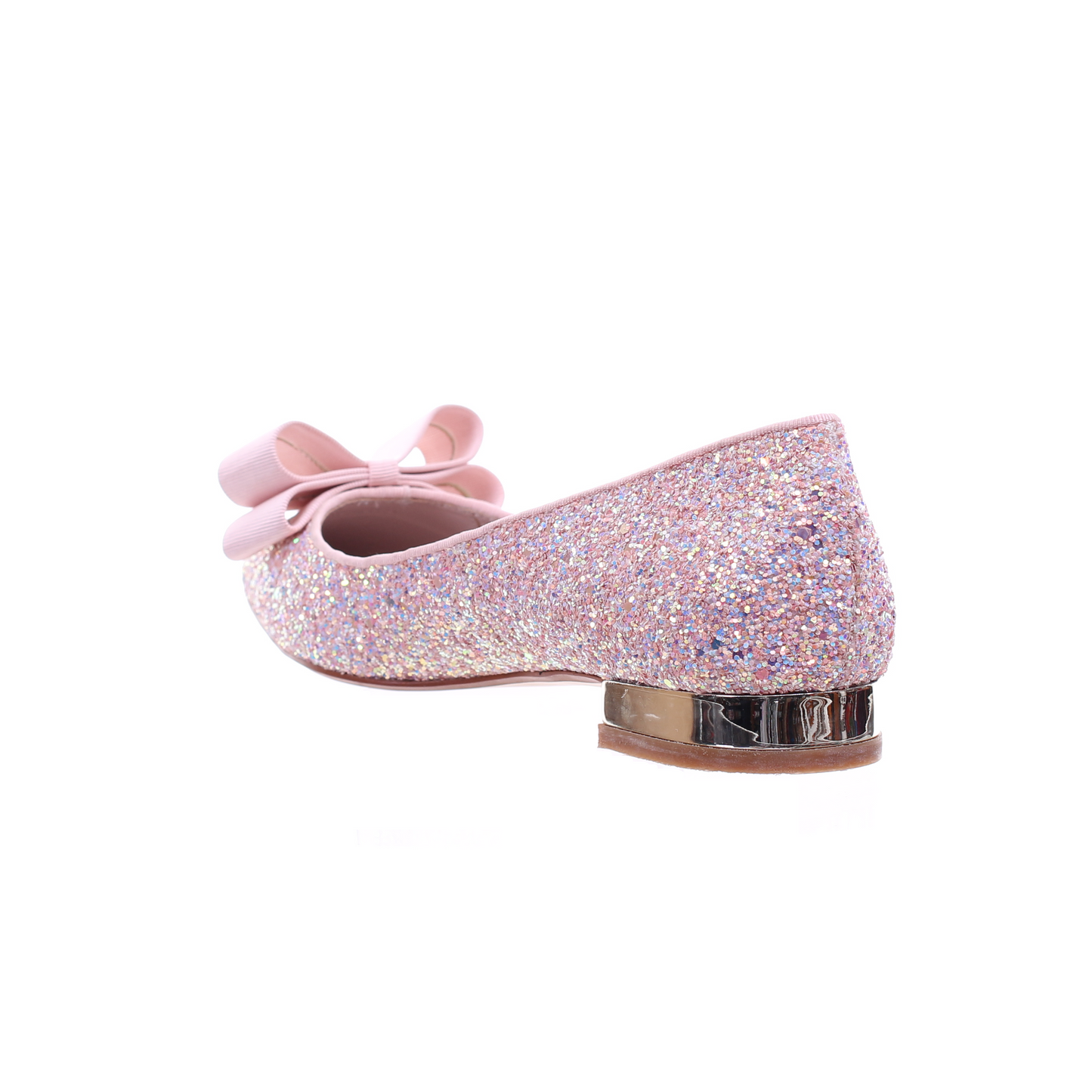Glitter pointed toe bow ballerina (Pink)