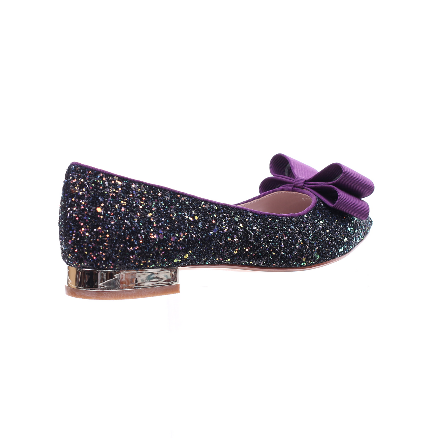Glitter pointed toe bow ballerina (Purple)