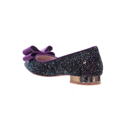 Glitter pointed toe bow ballerina (Purple)