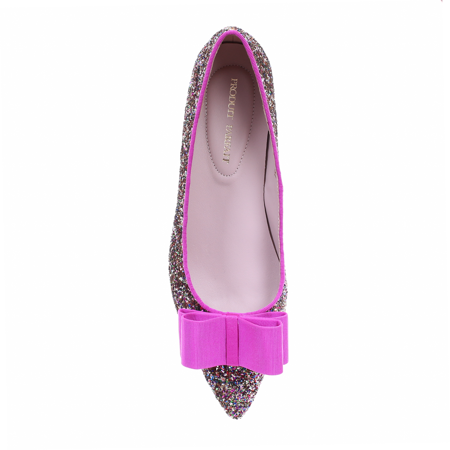 Glitter pointed toe bow ballerina (Peach)