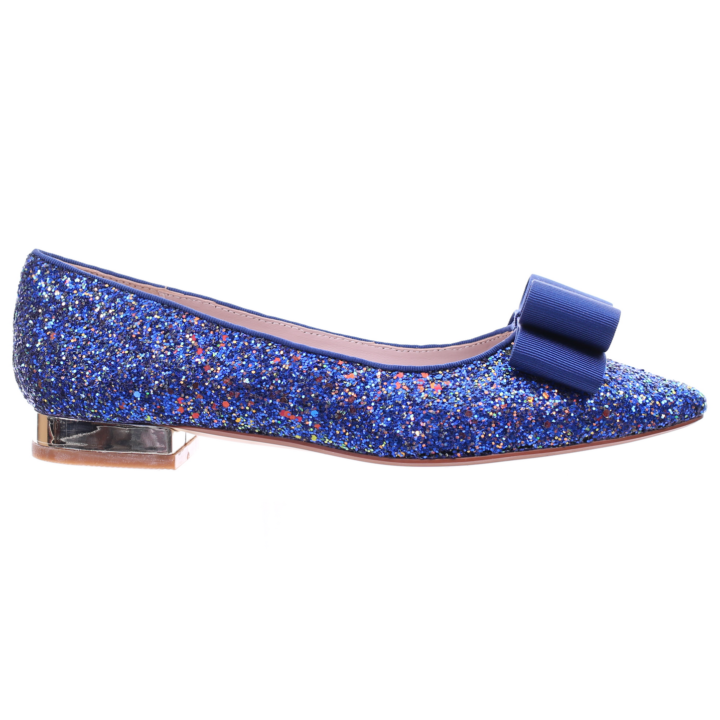 Glitter pointed toe bow ballerina (Blue)