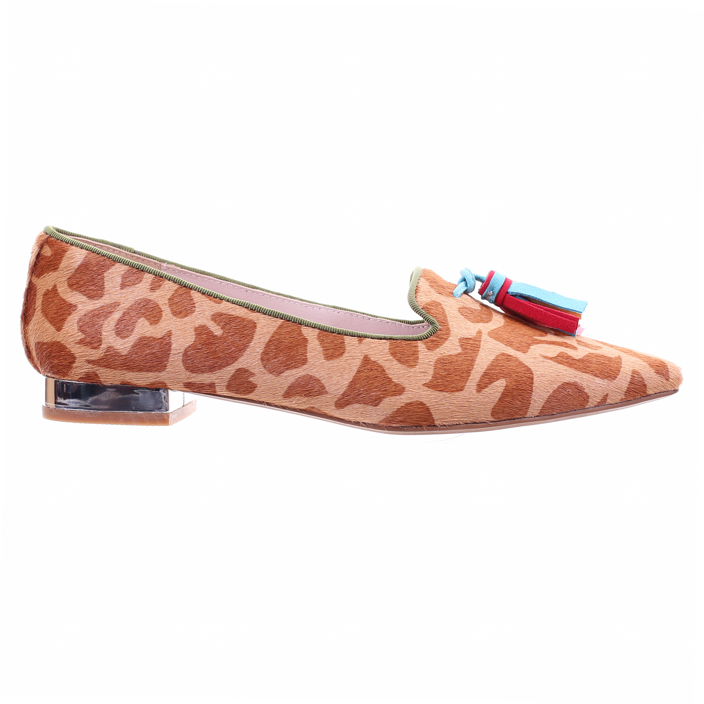 Giraffe print pointed toe ballerina