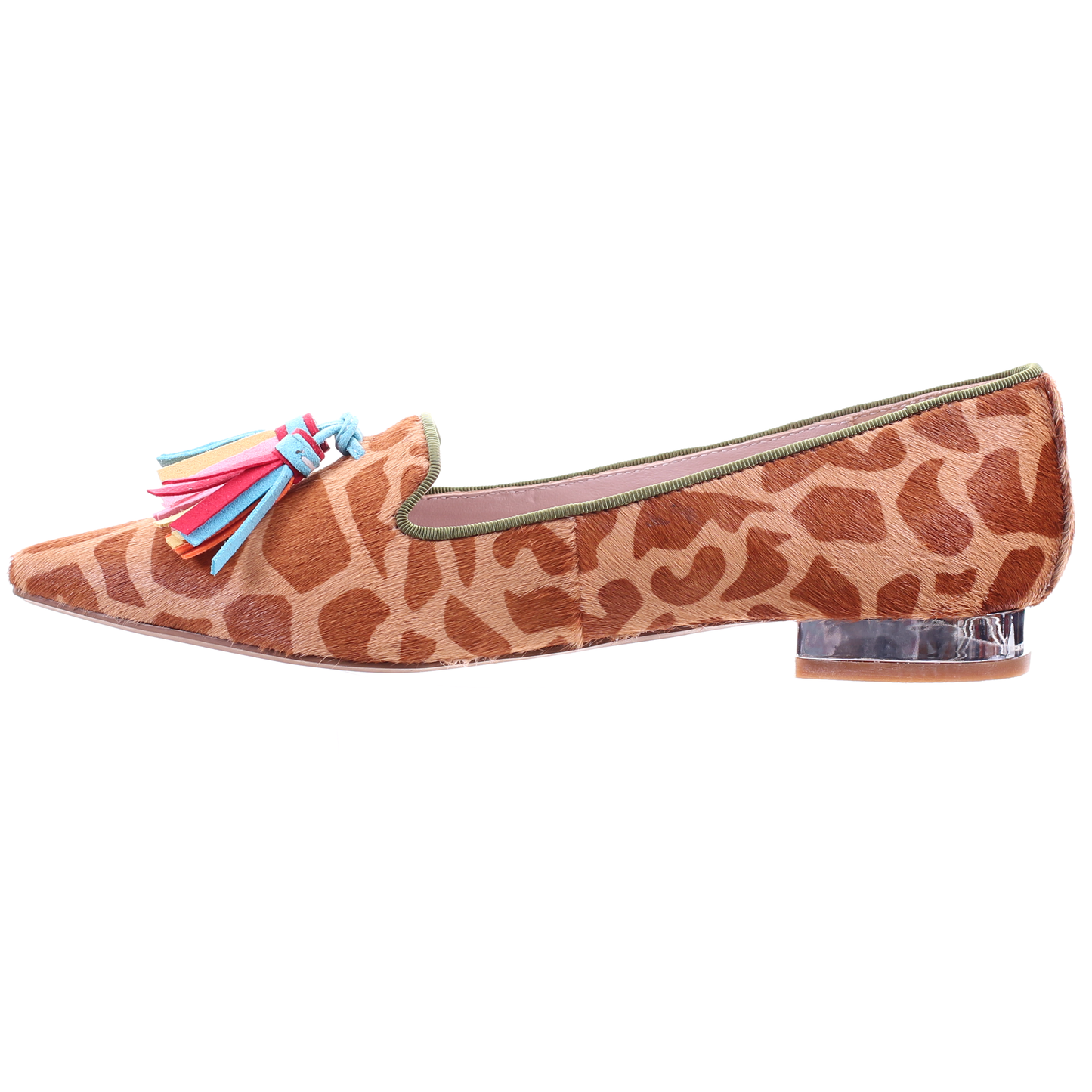 Giraffe print pointed toe ballerina